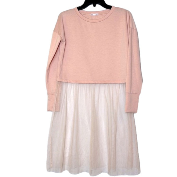 Melrose and Market Tops - MELROSE and Market Light Pink Top with Attached Tulle Skirt - Size X-Small
